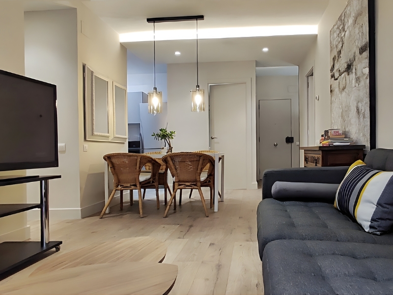 Eixample open-plan living space after Bizflats Home Makeover