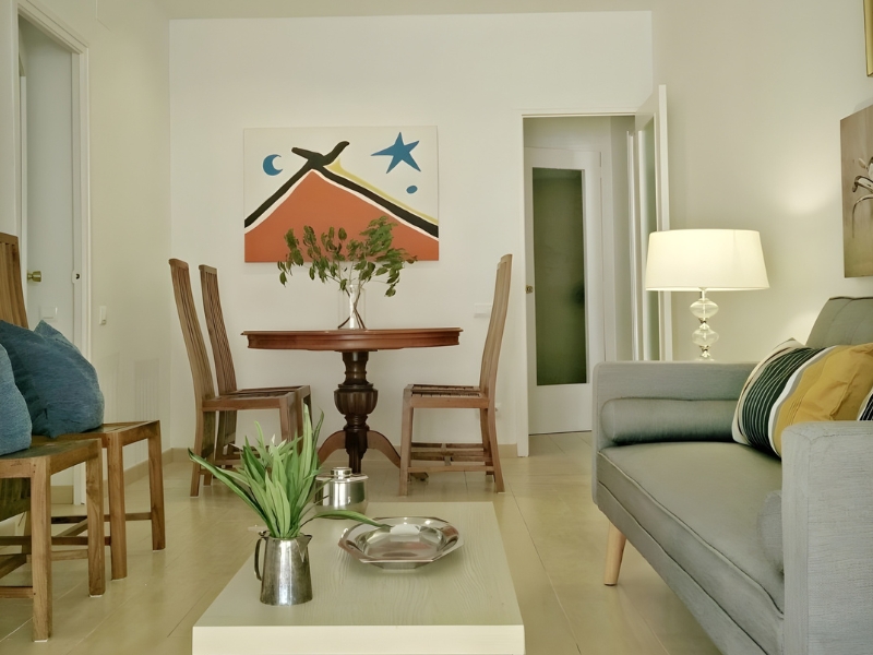 Eixample open-plan living space after Bizflats Home Makeover